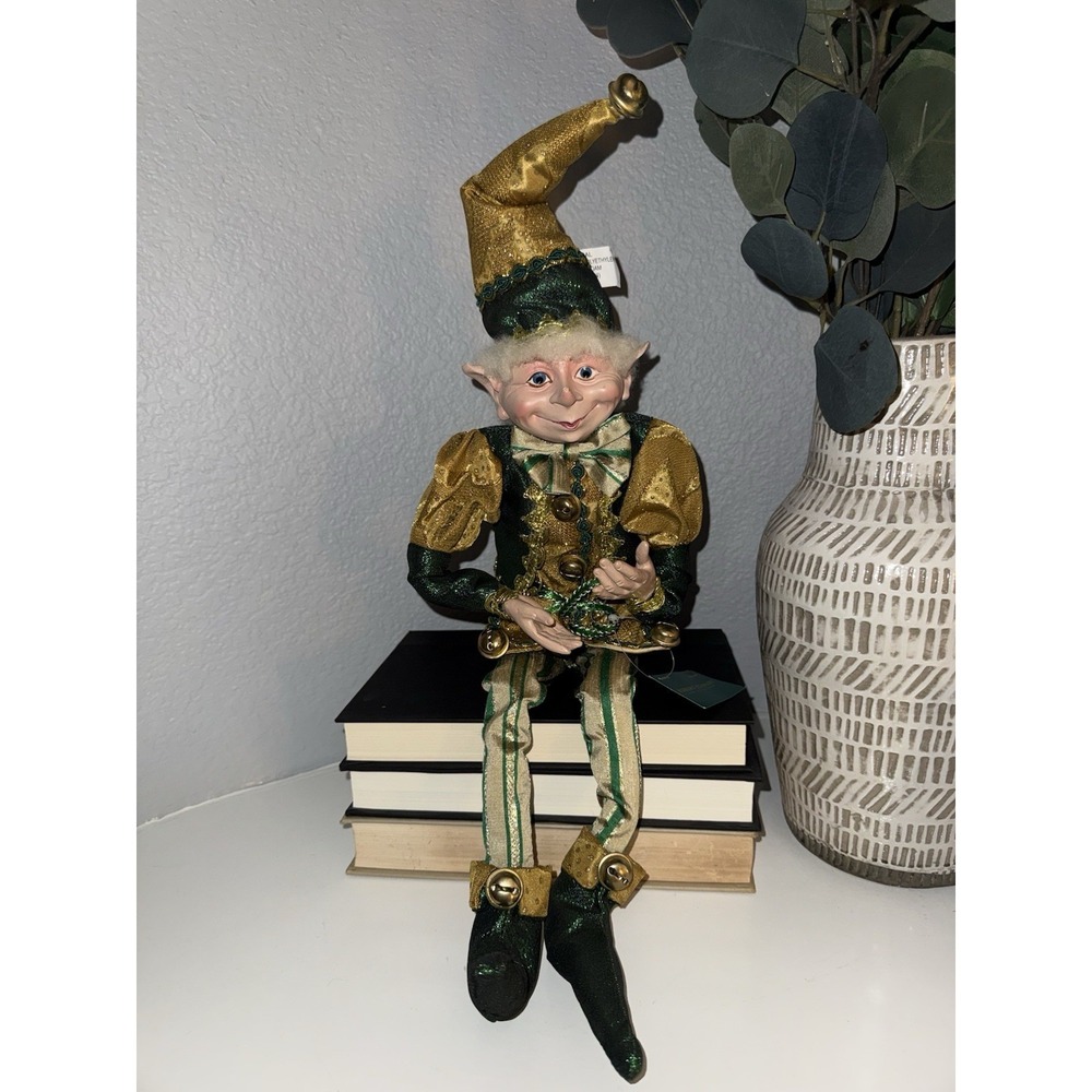 Robert Stanley Posable Elf Pixie Green Gold Bendable Legs Arms Jingle Bells READ - Picture 2 of 16
